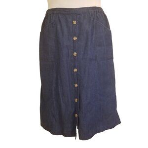 TOG Shop PM Blue Jean Skirt Midi Denim Modest Church Pockets Yellowstone